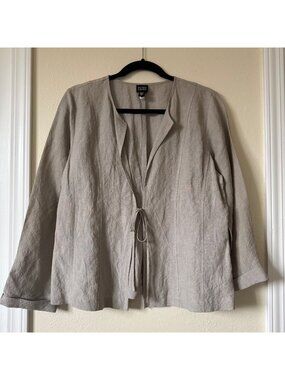 Eileen Fisher Linen Tie-Front Jacket in Light Taupe